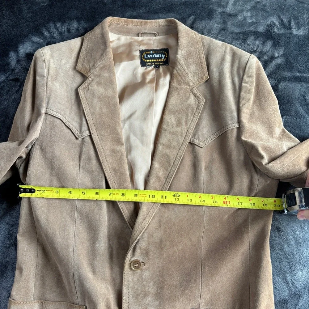 L. Virany Mens Vtg Tan Suede Leather Western Blazer Cowboy Core Coat  Size 42 L